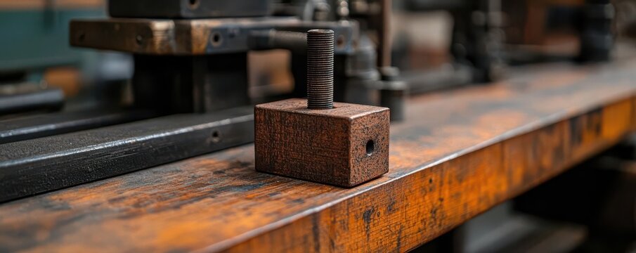 material science concept. A close-up of a structural beam undergoing bending tests to evaluate its flexural strength
