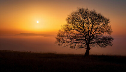 Naklejka premium beautiful tree at sunset