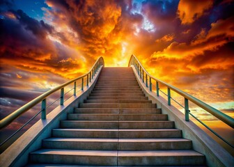 Fototapeta premium Stairway to Heaven: Ambitious Cloudscape Photography - Epic Mountain Ascent