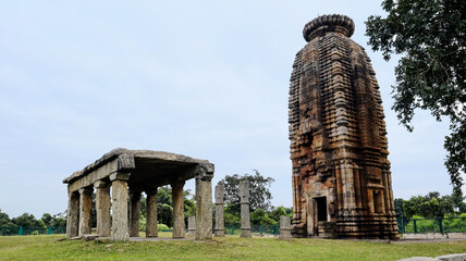 Duplicate entry: View of the Old Jain Temple with its intricately designed stone mandapa, Banda, Purulia, West Bengal, India.