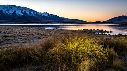 New Zealand landscape - Lake Heron in the South Island.

