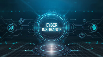 Obraz premium Cyber Insurance Concept - Digital Protection and Risk Management in Technology, cybersecurity, digital security, insurance technology, data protection
