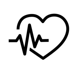 heart icon vector with heartbeat on white background