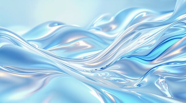 Create a mesmerizing background featuring wavy glass shapes, Abstract iridescent background design featuring a dynamic, swirling pattern - Powered by Adobe