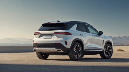 Fototapeta premium An SUV photographed from a 45-degree rear angle