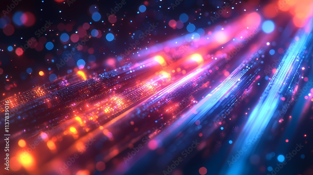 Poster futuristic data cables create vibrant pathways of information flow. generative ai.