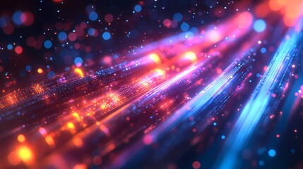 Obraz premium Futuristic data cables create vibrant pathways of information flow. Generative AI.