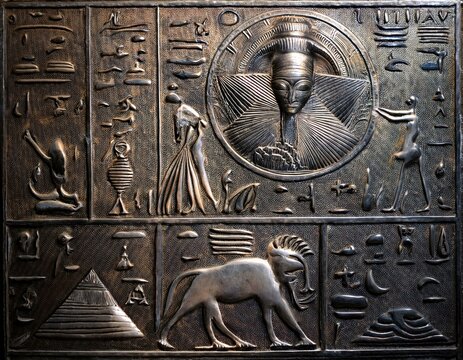 Ancient Metal Tablets with Script from an Ancient Alien Culture (Fantasy)