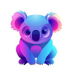 Naklejka premium Colorful Gradient Koala Illustration. Cute Cartoon Koala in Vibrant Colors. Cute cartoon koala with a vibrant gradient