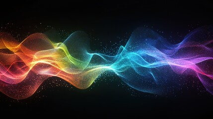 Vibrant Abstract Waves of Color and Light Flowing Through Dark Background