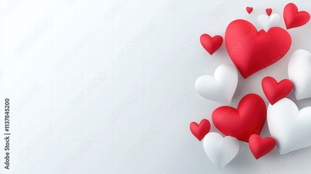 Fototapete romantic valentine's frame with floating hearts and soft gradient effect