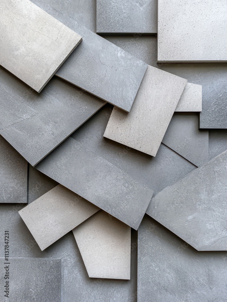 Poster abstract geometric composition of gray textured panels in modern minimalist design style