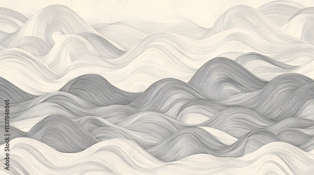 Poster neutral wave patterns: calm background in warm greys