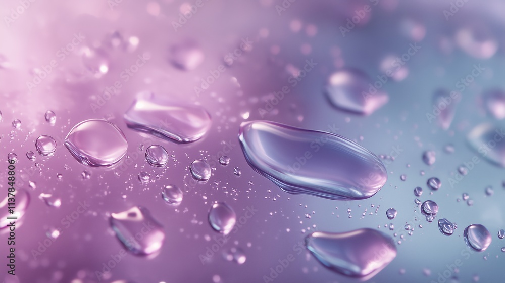 Poster colorful droplets resting on a surface create an abstract, vibrant display of light and texture