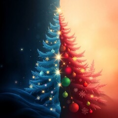 Christmas Themed Illustrations and Decorations with Festive Trees, Cozy Homes, Santa Figures, Ornaments, and Winter Holiday Scenes