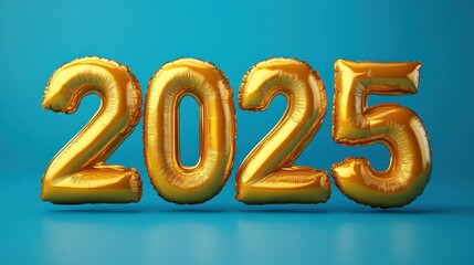 Bright inflatable yellow letters showcasing the year 2025 in a vibrant setting