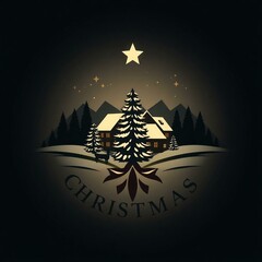 Christmas Themed Illustrations and Decorations with Festive Trees, Cozy Homes, Santa Figures, Ornaments, and Winter Holiday Scenes