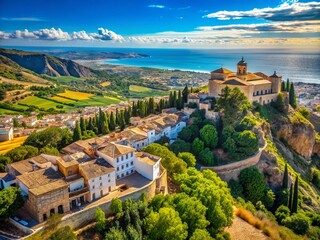 Naklejka premium Stunning Spanish Landscapes: Breathtaking Views, Picturesque Villages, Dramatic Coastlines
