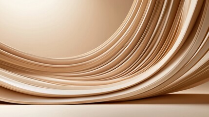 Obraz premium Smooth Curved Textures in Warm Beige Tones with Subtle Shading and Illumination Effects
