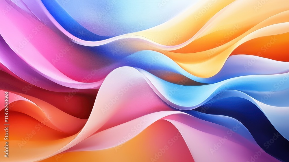 Poster colorful waves of smooth abstract textures in soft light for artistic backgrounds