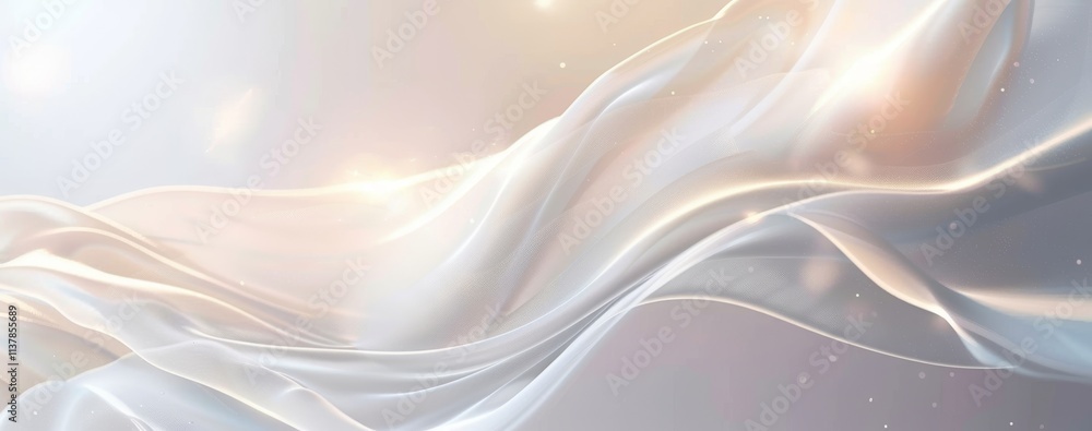 Poster abstract silk white background with smooth flowing lines and geometric shapes, representing a modern