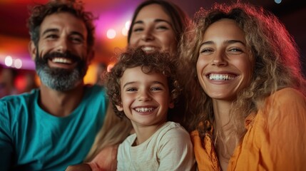 Fototapeta premium A joyful group of friends making unforgettable memories during a vibrant event, illustrating the beauty of friendship, smiles, and the joy of togetherness in happiness.