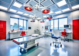 Fototapeta premium Surgical Precision: Architectural Photography of Modern Operating Rooms & Medical Symbols
