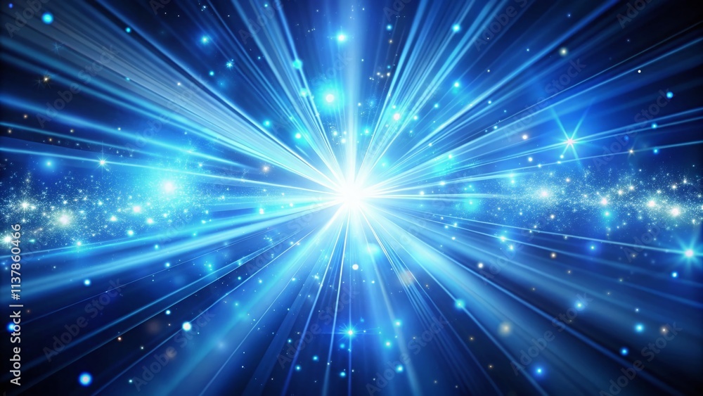 Poster surreal abstract background with looping light rays and blue optical lens flares creating a dreamlik