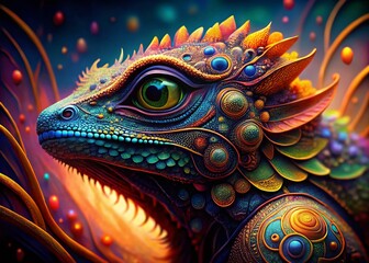 Obraz premium Surreal Animal Henna Art: Mystical Wildlife Body Painting Designs