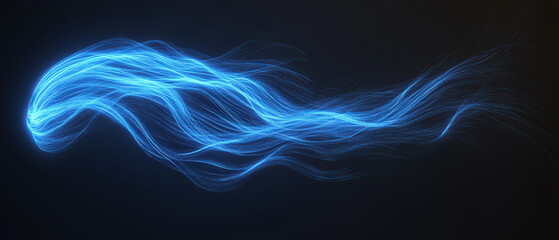 A blue, long, wavy line of light
