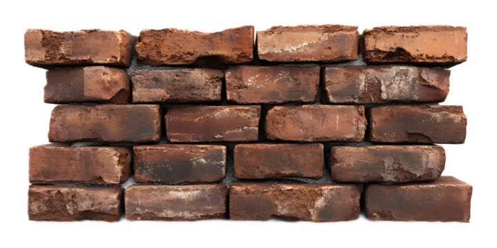 bricks wall isolated on white background