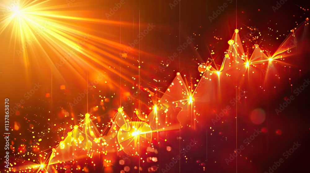 Poster a graph showing an upward trend with glowing effects.