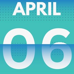 April 6 . minimal Style calendar .date ,day, month , the month of April