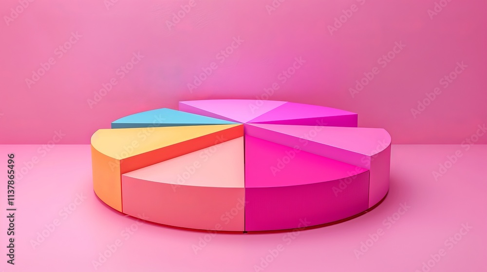 Aufkleber vibrant modern abstract 3d pie chart design showcasing dynamic colorful sections