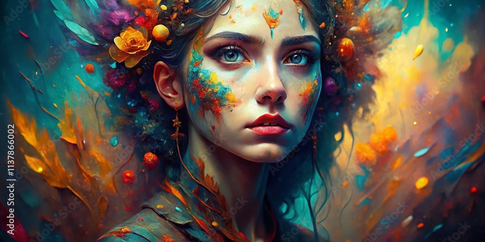 Aufkleber surreal digital portrait art with high depth of field, capturing the essence of imagination and emot