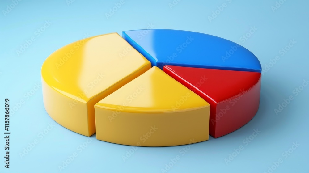 Poster vibrant modern abstract 3d pie chart design featuring a dynamic and colorful visual palette