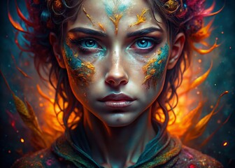 Naklejka premium Surreal Gaze: Eyes of Mystery - Ethereal Portrait Photography
