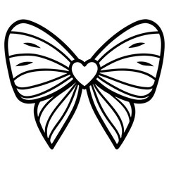 Obraz premium valentine day coquette bow silhouette,line art vector icon illustration on white background.