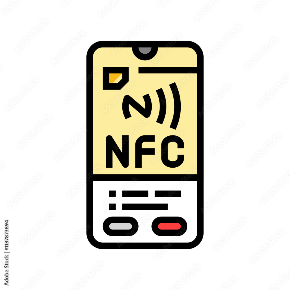 Poster enabled phone nfc technology color icon vector. enabled phone nfc technology sign. isolated symbol i