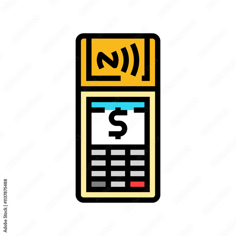 Poster payment terminal nfc technology color icon vector. payment terminal nfc technology sign. isolated sy