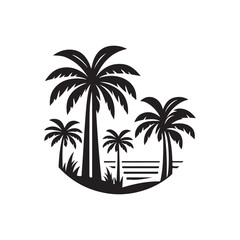 Fototapeta premium palm tree silhouette vector illustration outline art logo