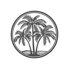 palm tree silhouette vector illustration outline art logo