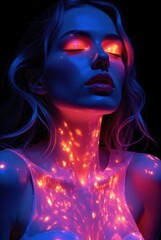 Woman Under UV Blacklight Portrait
