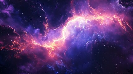 Abstract space background with data streams and blockchain network visualizations