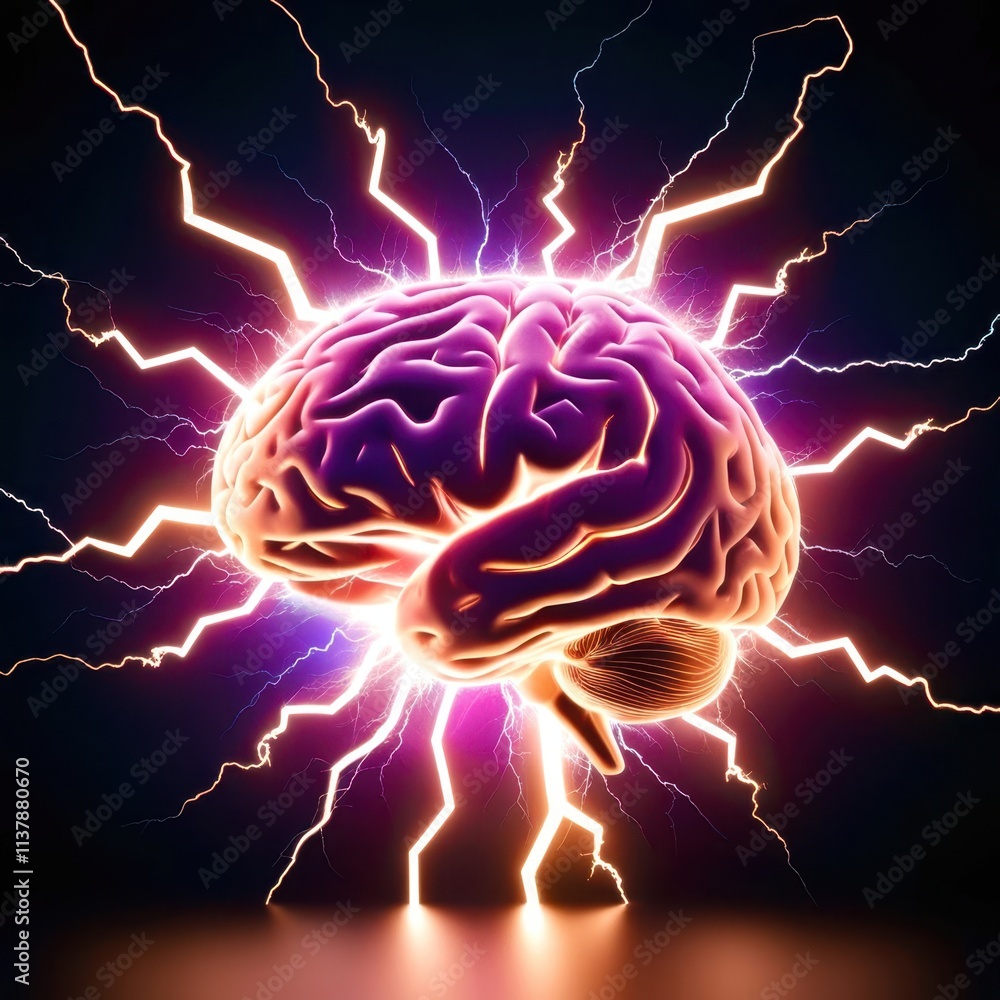 Poster brain with a lightning bolt on it
