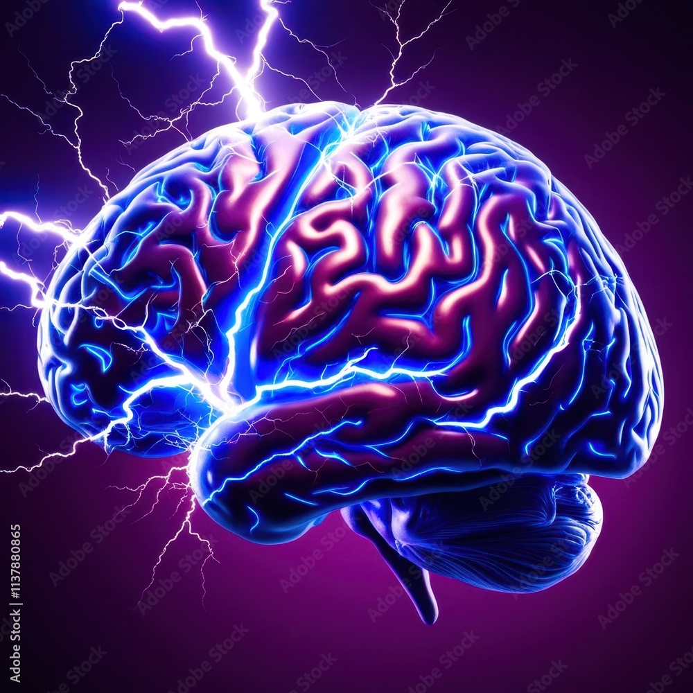 Poster brain with a lightning bolt on it