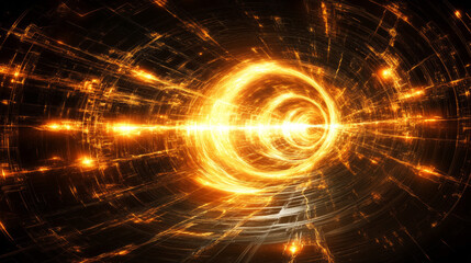 abstract background featuring swirling golden light patterns, evoking sense of chaos and