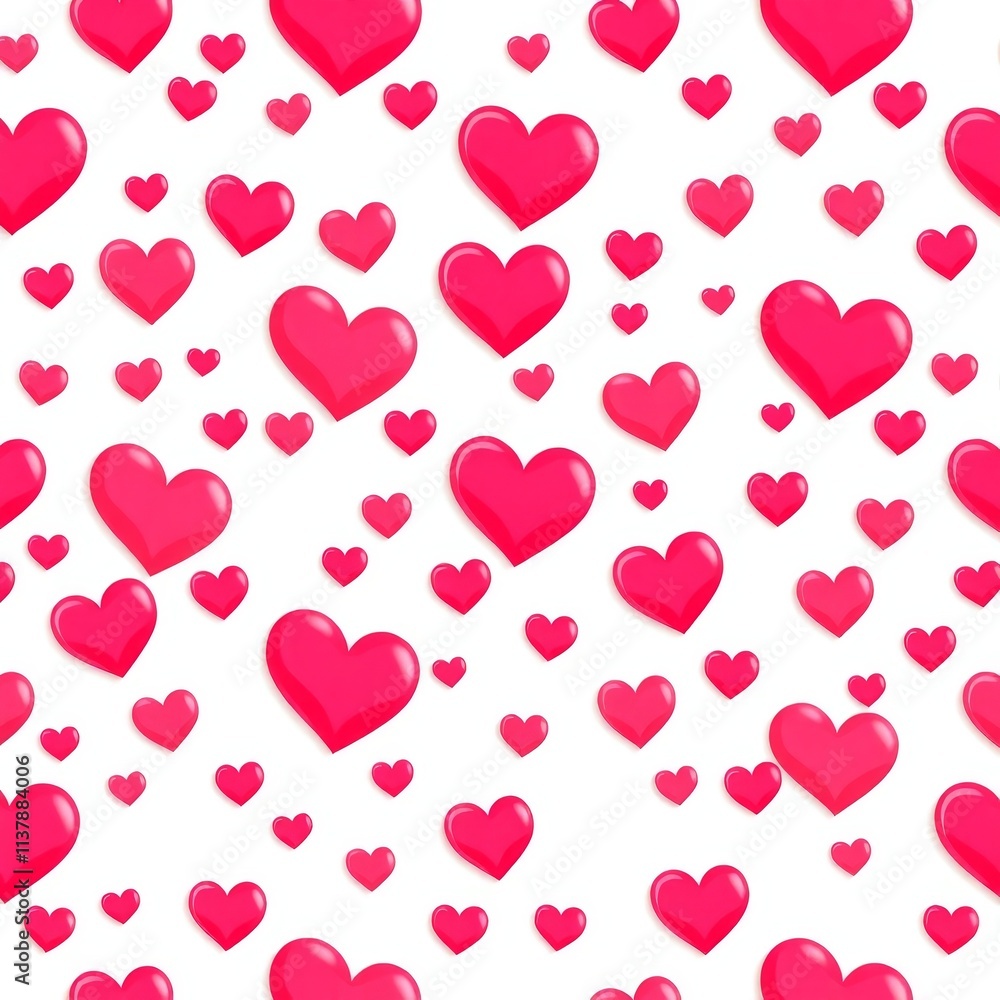 Poster a pattern of pink hearts is displayed on a white background. the hearts are arranged in a way that c