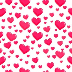 A pattern of pink hearts is displayed on a white background. The hearts are arranged in a way that creates a sense of unity and harmony. Scene is one of love and affection