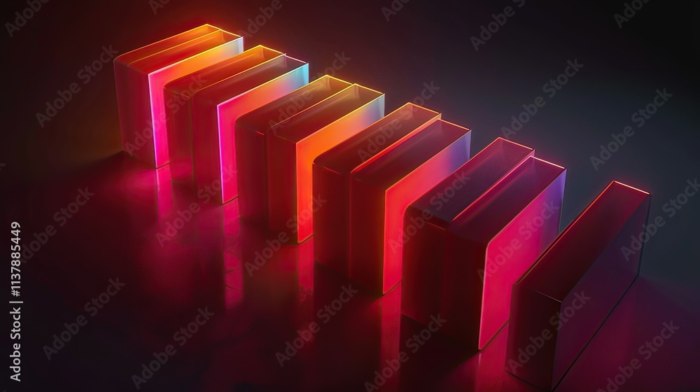 Poster 3d bar chart with labels and glowing effects.